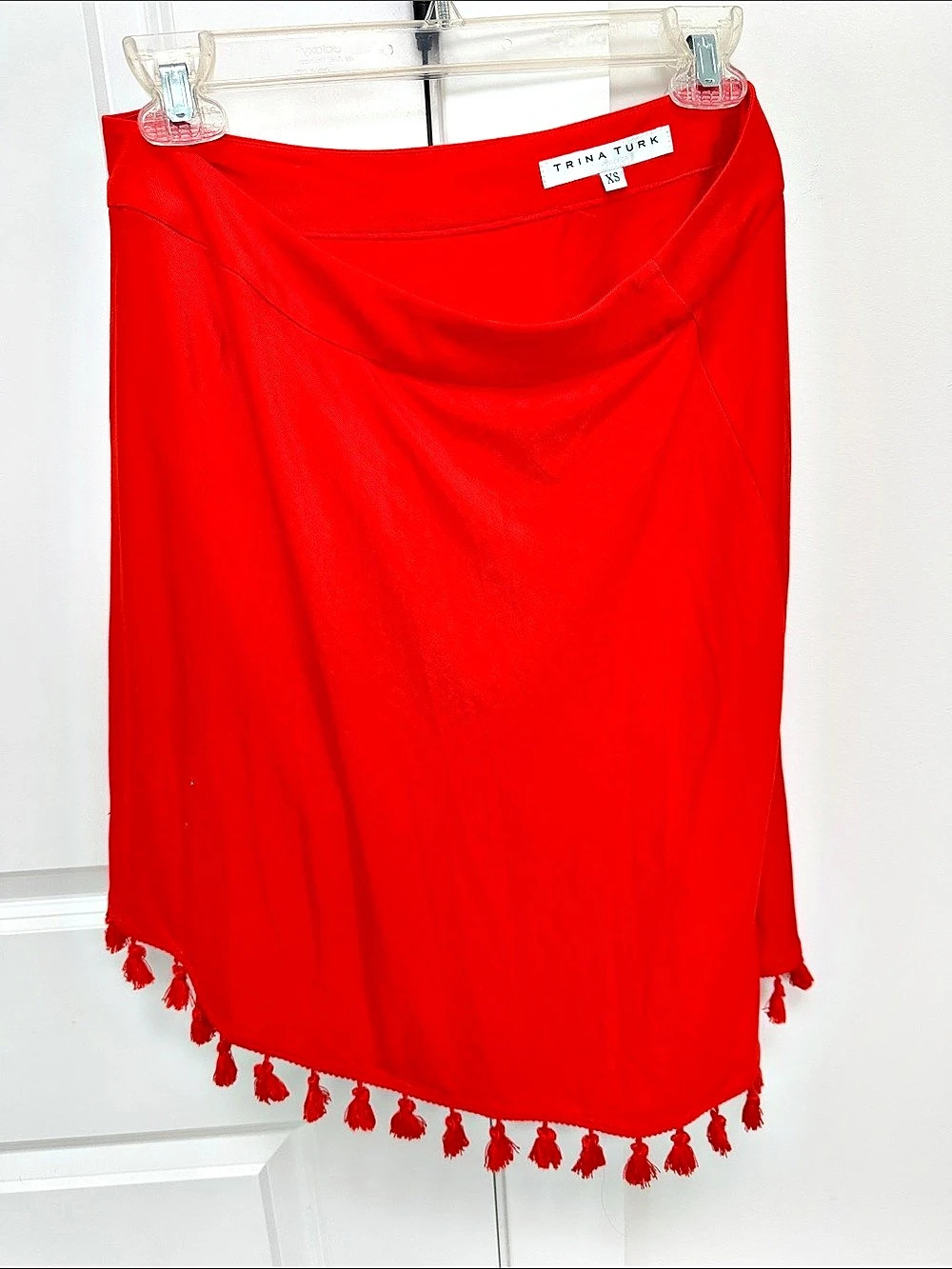 Trina Turk Tassel Hem Maxi Skirt in Red Size XS Like New